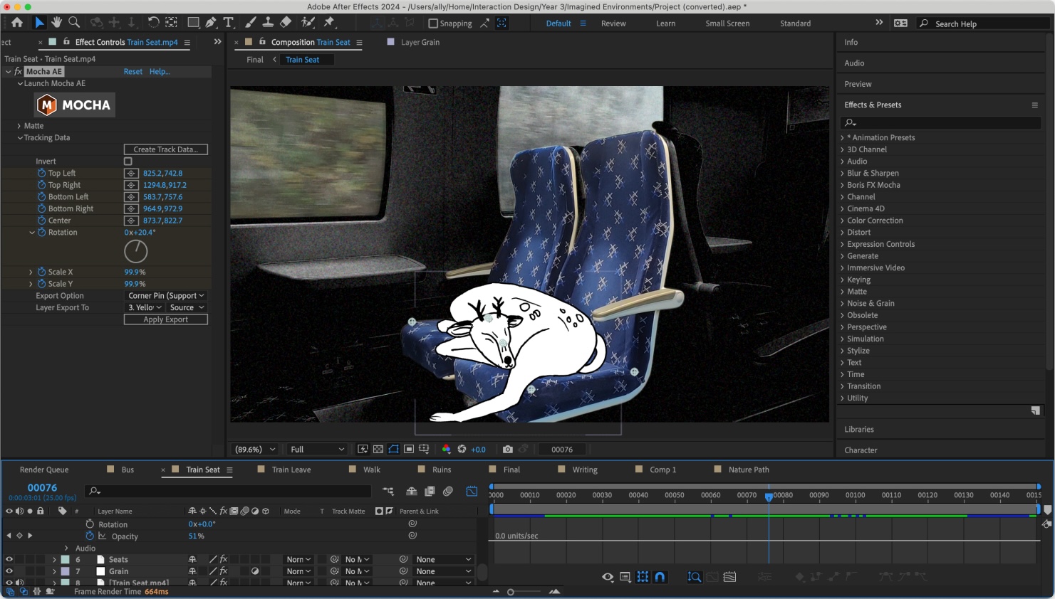 Adding deer and changing colours in After Effects
